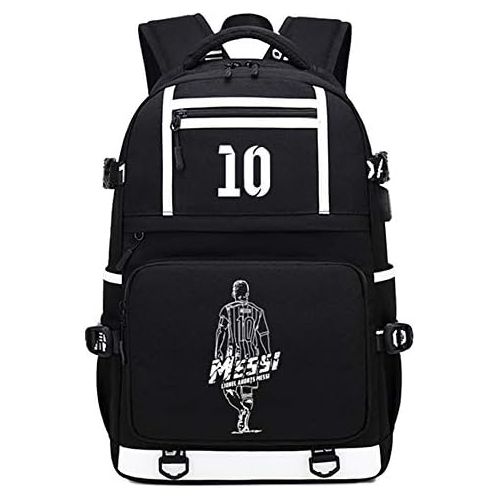  ShangYings Store Soccer Player Star Lionel Messi Multifunction Backpack Barcelona Travel Student Backpack Football Club Fans Bookbag