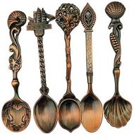 Shangrui Creative Retro Espresso Spoons, Set of 6 Diffient Pattern Vogue Mini Teaspoons Set, Ideal for Coffee Sugar Cappuccino Dessert and Ice Cream