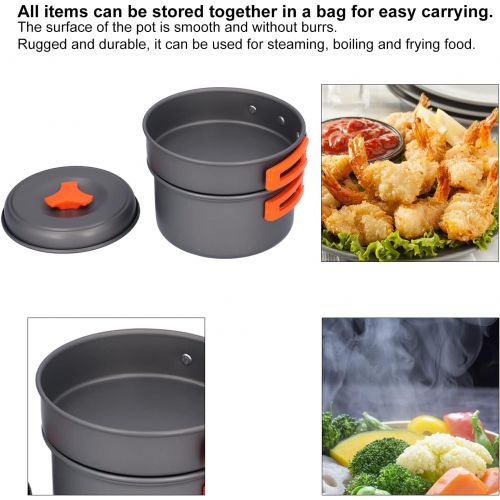  Shanrya Outdoor Cookware Set, Long Service Life Convenient to Use High Reliability Camping Cookware Kit for Picnic for Family