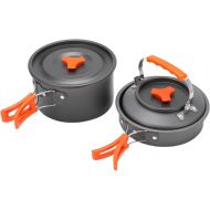 Shanrya Camp Kitchen Equipment, Camping Cookware Non Stick Coating Camping Pots and Pans Set Easy to Clean Aluminum Alloy for Outdoor