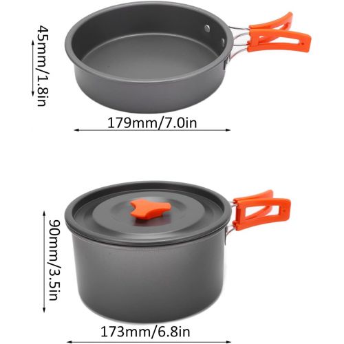  Shanrya Camp Kitchen Equipment, Camping Cookware Non Stick Coating Camping Pots and Pans Set Easy to Clean Aluminum Alloy for Outdoor