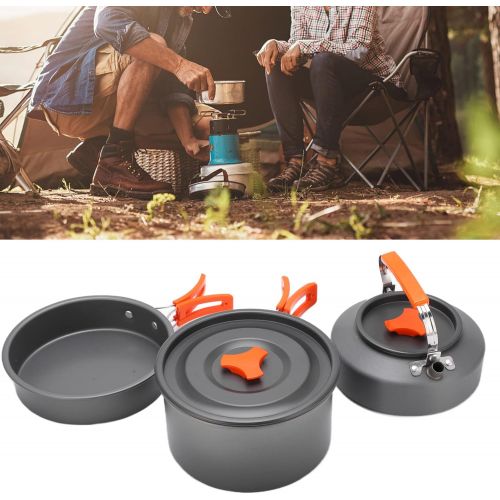  Shanrya Camp Kitchen Equipment, Camping Cookware Non Stick Coating Camping Pots and Pans Set Easy to Clean Aluminum Alloy for Outdoor