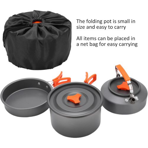  Shanrya Camp Kitchen Equipment, Camping Cookware Non Stick Coating Camping Pots and Pans Set Easy to Clean Aluminum Alloy for Outdoor