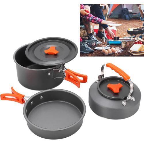  Shanrya Camping Cookware, Camping Pots and Pans Set Aluminum Alloy Comfortable Grip Camp Kitchen Equipment for Camping