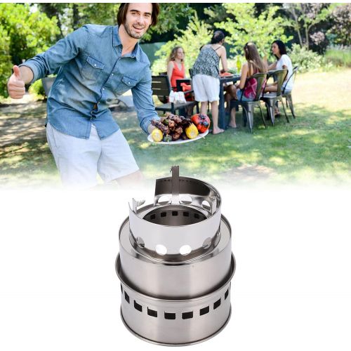  Shanrya Wood Burning Stove, Detachable Wear Resistant Rust Protection Stainless Steel Portable Picnic Stoves with Storage Bag for Outdoor for Hiking for Barbecue