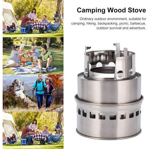  Shanrya Wood Burning Stove, Detachable Wear Resistant Rust Protection Stainless Steel Portable Picnic Stoves with Storage Bag for Outdoor for Hiking for Barbecue
