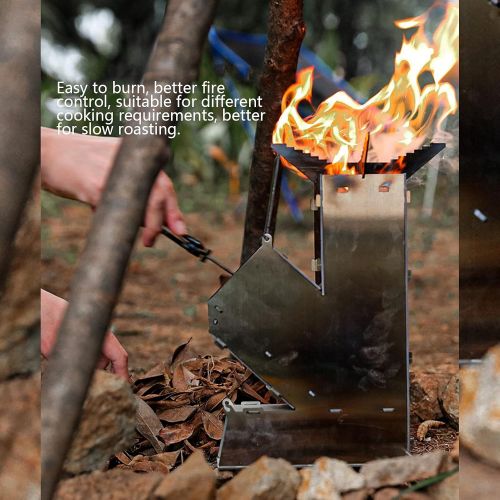  Shanrya Mini Wood Stove, Professional Design Backpacking Stove Practical to Use Easy to Burn Easy to Clean for Family for Outdoor for Coffee Pots