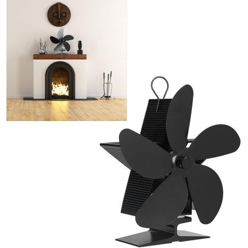  Shanrya Wood Stove Fan, 5 Blade Fireplace Fan Heat Powered Eco Friendly Ultra Silence Efficient Improve Air Circulation for Home for Family for Kitchen