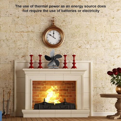  Shanrya Wood Stove Fan, 5 Blade Fireplace Fan Heat Powered Eco Friendly Ultra Silence Efficient Improve Air Circulation for Home for Family for Kitchen