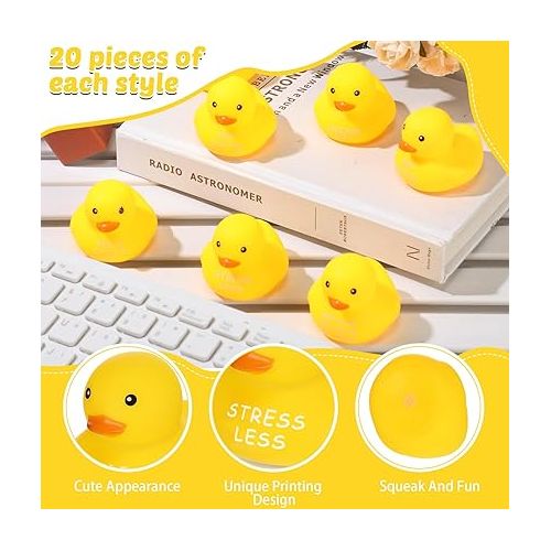  Shappy 100 Pcs Motivational Rubber Duck Yellow Ducks Bulk Mini Bath Ducky Toys Inspirational Gifts for Kids Adults Beach Pool Bathtub Birthday Baby Shower Game Carnival Party Favors