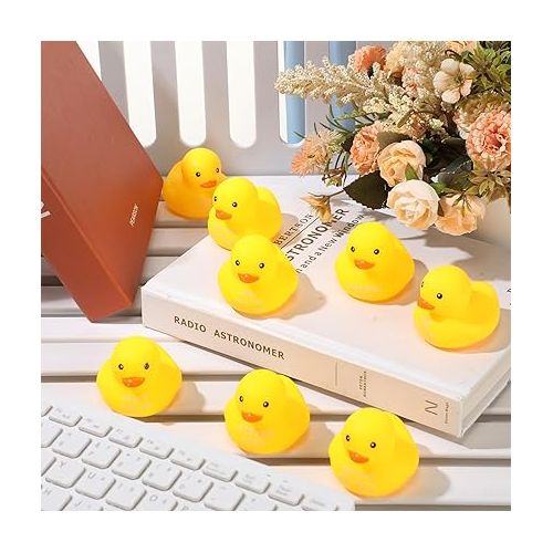  Shappy 100 Pcs Motivational Rubber Duck Yellow Ducks Bulk Mini Bath Ducky Toys Inspirational Gifts for Kids Adults Beach Pool Bathtub Birthday Baby Shower Game Carnival Party Favors