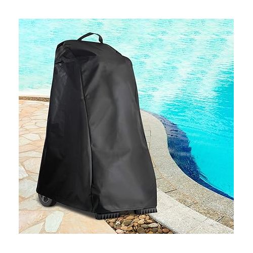  Robotic Pool Cleaner Caddy Cover Classic Outdoor Waterproof Vacuum Cleaner Cover 420D Oxford Cloth Thick Sunray Dust Wind Weather Resistant Cleaner Cover with Grab Handle for Pool Cleaners