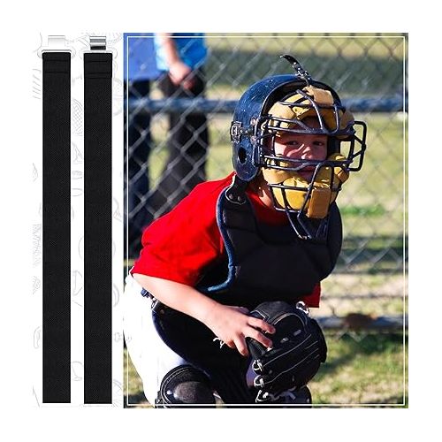  Shappy Shin Guard Replacement Straps 13 Inch Baseball Catchers Gear Straps Youth Leg Guard Straps for Replacement Adult, black silver