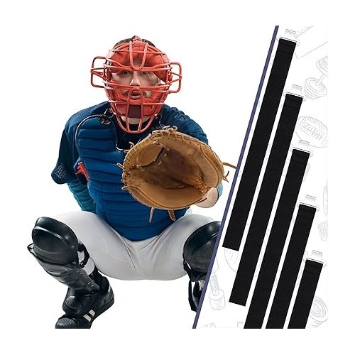  Shappy Shin Guard Replacement Straps 13 Inch Baseball Catchers Gear Straps Youth Leg Guard Straps for Replacement Adult, black silver