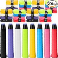 Shappy 200 Pcs Tennis Racket Grip Tape Bulk, Soft Precut Badminton Grip Tape Anti Slip and Sweat Absorbent Grip Overgrip Tape with Velvety Comfort for Tennis Badminton Sports, 8 Colors