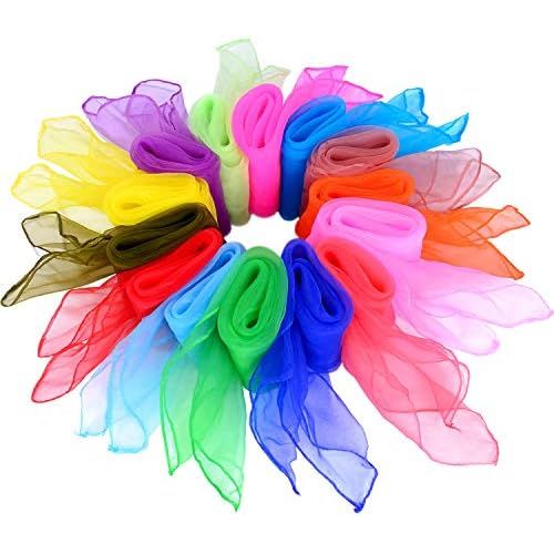  [아마존베스트]Shappy 28 Pieces Dance Scarves Square Juggling Scarf Magic Scarves, 24 by 24 Inches (14 Colors)