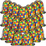 Shappy 12 Packs Building Blocks Goodie Candy Treat Bags Building Blocks Drawstring Gift Bags Kids Birthday Party Favor Bags for Building Block Party Supplies Decorations, Shappy-Bl