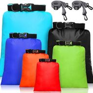 Shappy 6 Pieces Waterproof Dry Bag Set 15 L+ 8 L +5 L+4 L+3 L+ 2 L Lightweight Sacks and 2 Long Adjustable Shoulder Strap for Kayaking, Rafting, Boating, Hiking, Camping