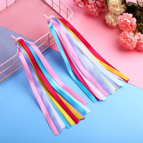  Shappy 4 Pieces Kids Bicycle Tassel Ribbon, Children Scooter Handlebar Streamers Bicycle Grips Ribbon Baby Carrier Accessories Easy Attach to Bikes Handlebars