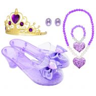 ShaqMars Princess Accessory Dress Up Set,Shoes Necklace Earrings and Tiara Set,Fashion Beauty Set for Girls
