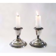 SharetheLoveVintage Empire Sterling Candlestick Holder 46, PAIR, Art Deco, Silver Weighted, Vintage Candlestick Holders