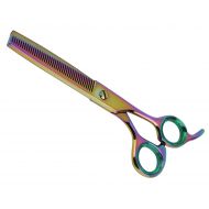 Sharf Gold Touch Pet Shears, 6.5 42-Tooth Rainbow Thinning Shear for Dogs, 440c Japanese Stainless Steel Dog Thinning Shears