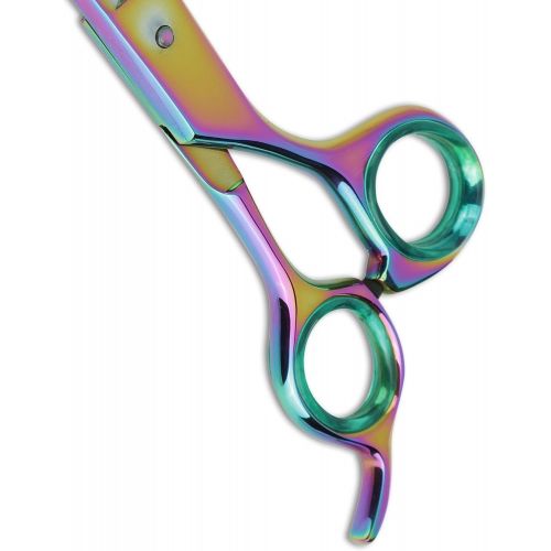  Sharf Gold Touch Pet Shears, 6.5 42-Tooth Rainbow Thinning Shear for Dogs, 440c Japanese Stainless Steel Dog Thinning Shears