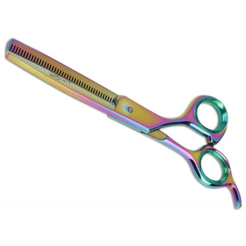  Sharf Gold Touch Pet Shears, 6.5 42-Tooth Rainbow Thinning Shear for Dogs, 440c Japanese Stainless Steel Dog Thinning Shears