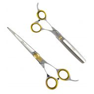 Sharf Gold Touch Pet Grooming Shear Kit 7.5 Inch Straight & 6.5 42-Tooth Thinning Scissors