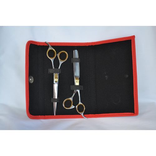  Sharf Gold Touch Pet Grooming Shear Kit 7.5 Inch Straight & 6.5 42-Tooth Thinning Scissors