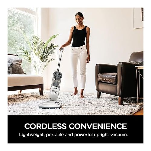  Shark SV1106 Navigator Freestyle Upright Bagless Cordless Stick Vacuum for Carpet, Hard Floor and Pet with XL Dust Cup and 2-Speed Brushroll, White/Grey