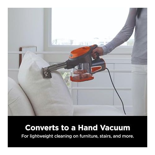  Shark HV301 Rocket Ultra-Light Corded Bagless Vacuum for Carpet and Hard Floor Cleaning with Swivel Steering, Gray/Orange