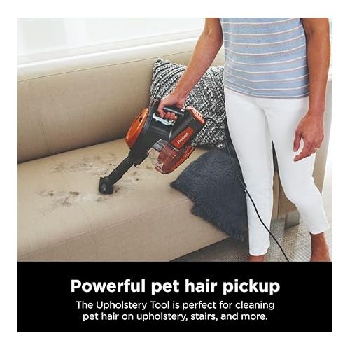  Shark HV301 Rocket Ultra-Light Corded Bagless Vacuum for Carpet and Hard Floor Cleaning with Swivel Steering, Gray/Orange