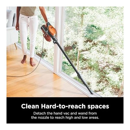  Shark HV301 Rocket Ultra-Light Corded Bagless Vacuum for Carpet and Hard Floor Cleaning with Swivel Steering, Gray/Orange