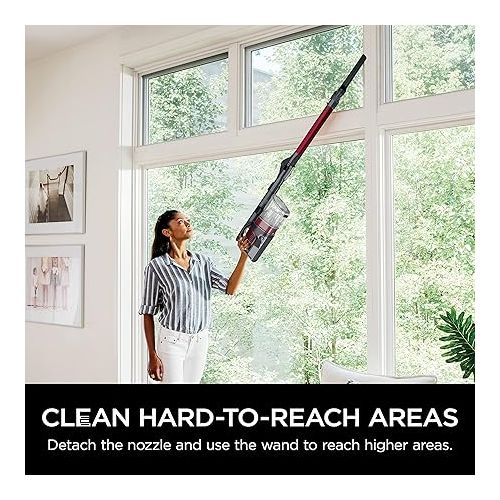  Shark IZ163H Pet Plus Cordless Stick Vacuum with Self-Cleaning Brushroll and HEPA Filter, Lightweight Deep Cleaning Vacuum for Carpet and Hard Floors, Folds for Easy Storage, 40-min Runtime, Raspberry