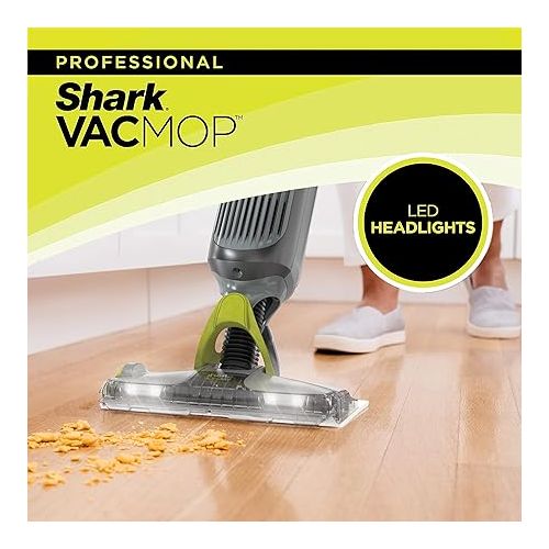  Shark VM252 VACMOP Pro Cordless Hard Floor Vacuum Mop with LED Headlights, 4 Disposable Pads & 12 oz. Cleaning Solution, Charcoal Gray