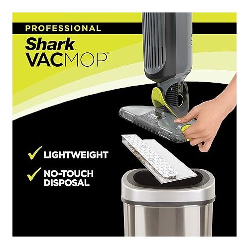  Shark VM252 VACMOP Pro Cordless Hard Floor Vacuum Mop with LED Headlights, 4 Disposable Pads & 12 oz. Cleaning Solution, Charcoal Gray