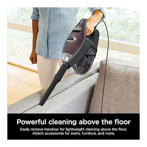  Shark HV322 Rocket Deluxe Pro Corded Stick Vacuum with LED Headlights, XL Dust Cup, Lightweight, Perfect for Pet Hair Pickup, Converts to a Hand Vacuum, with Pet Attachments, Bordeaux/Silver