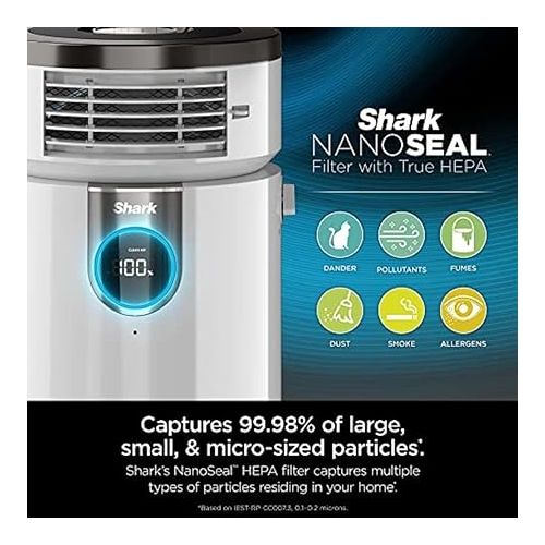  Shark HC502 3-in-1 Clean Sense Air Purifier MAX, Heater & Fan, HEPA Filter, 1000 Sq Ft, Oscillating, Large Rooms, Kitchens, Captures 99.98% of Particles for Clean Air, Dust, Smoke & Allergens, White
