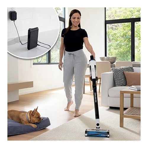  Shark UZ565H Pro Cordless Vacuum w/ Clean Sense IQ & MultiFLEX Technology, PowerFins Plus Brushroll, Duster Crevice Tool & Anti-Allergen Dusting Brush, Up to 40 Minute Runtime, White/Blue (Renewed)