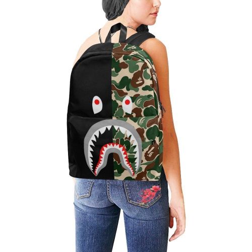  Shark Camo Nylon Backpack Bag School Bag