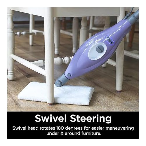  Shark S3501 Steam Pocket Mop Hard Floor Cleaner, With Rectangle Head and 2 Washable Pads, Easy Maneuvering, Quick Drying, Soft-Grip Handle and Powerful Steam, Purple