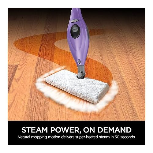  Shark S3501 Steam Pocket Mop Hard Floor Cleaner, With Rectangle Head and 2 Washable Pads, Easy Maneuvering, Quick Drying, Soft-Grip Handle and Powerful Steam, Purple