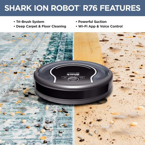  Shark ION R76 with Wi-Fi Robot Vacuum (RV761), 0.5 qt, Black and Navy Blue