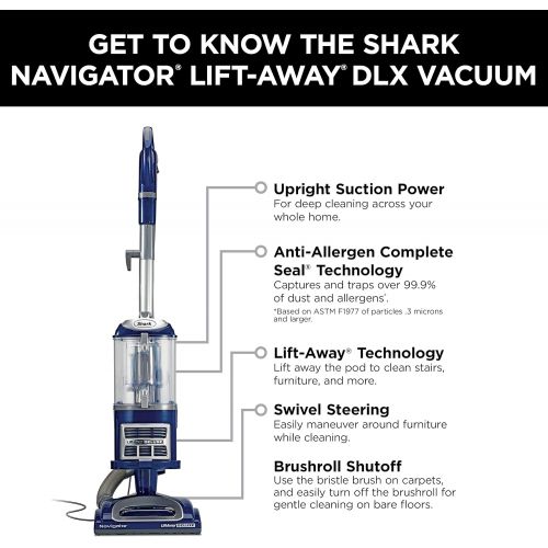  Shark Navigator Lift-Away Deluxe NV360 Upright Vacuum, Blue
