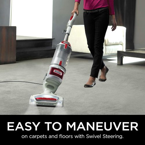  Shark Rotator Professional Upright Corded Bagless Vacuum for Carpet and Hard Floor with Lift-Away Hand Vacuum and Anti-Allergy Seal (NV501), White with Red Chrome