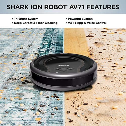  Shark ION Robot Vacuum AV751 Wi-Fi Connected, 120min Runtime, Works with Alexa, Multi-Surface Cleaning