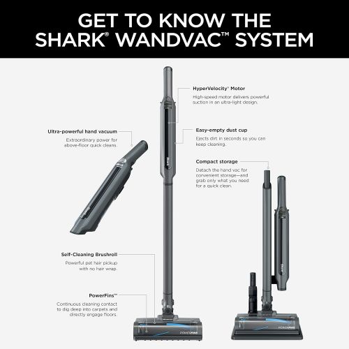 Shark WANDVAC System WS632 Ultra-Lightweight Powerful Cordless Stick Vacuum with Charging Dock, Slate Grey