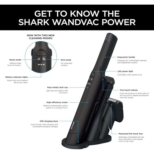  Shark WV403BR Cordless Hand Vacuum WANDVAC PRO, Ultra-Lightweight & Portable with Powerful Suction & Tools for Pets, Made for Car & Home, Dark Chocolate Brown