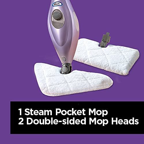  Shark S3504AMZ Steam Pocket Mop Hard Floor Cleaner with 1 Rectangle and 1 Triangle Mop Head, Natural Powerful Steam, Easy Maneuvering, Triangle & Rectangle Washable Pads, Quick Dry